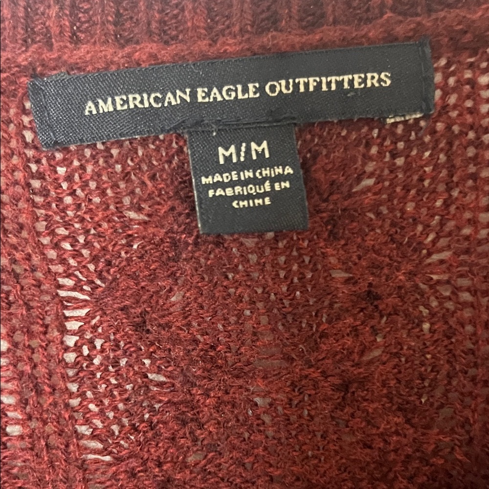 American Eagle Outfitters Maroon Cable Knit Sweater - Picture 2 of 5